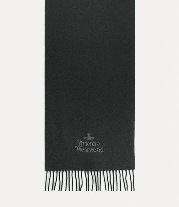 Vivienne Westwood 30x180 Embroidered Logo Scarf in ANTHRACITE